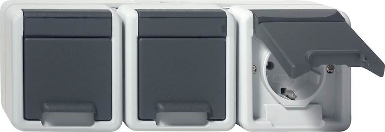 Gira Steckdose 3-fach waager. AP Grau 478930 günstig online kaufen