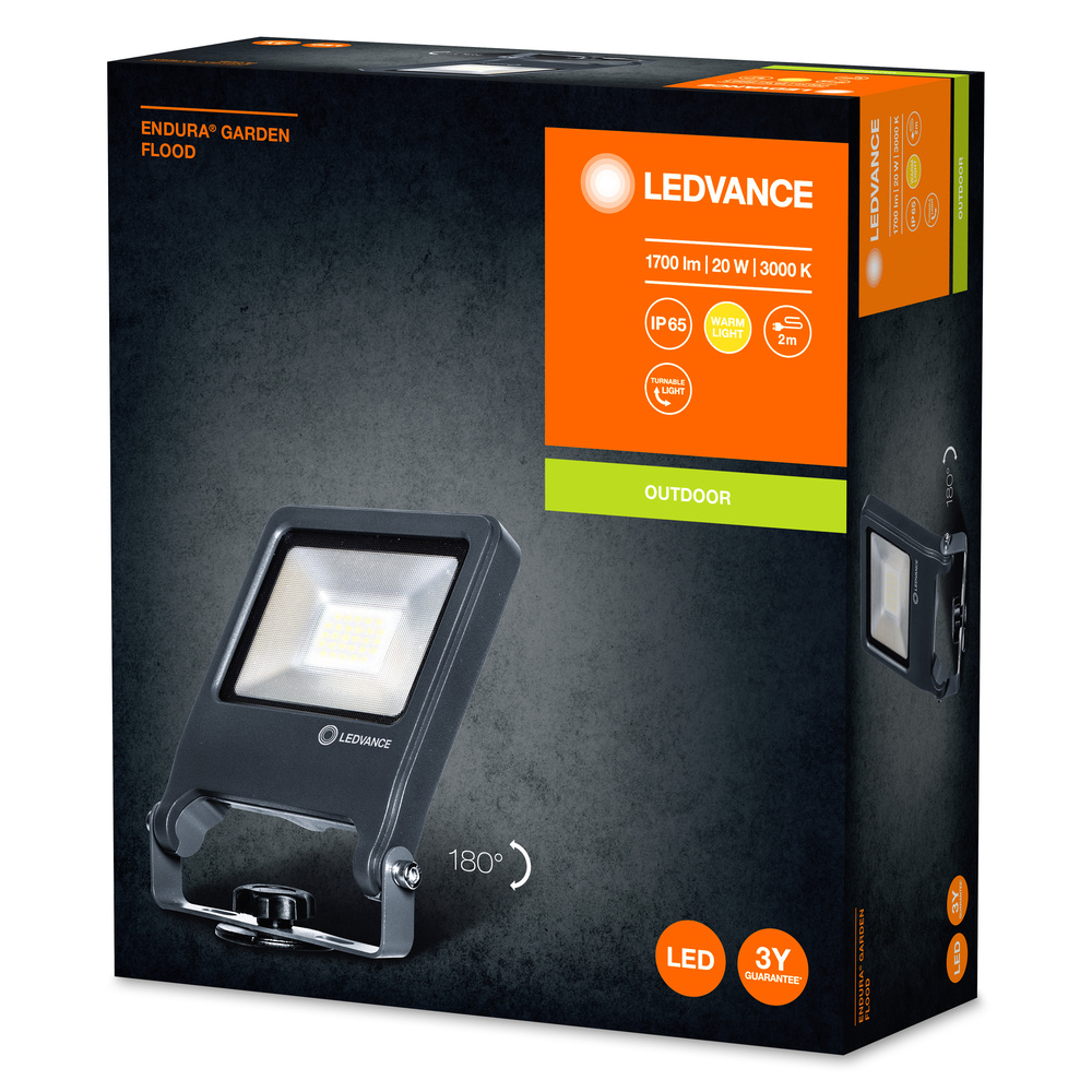 Ledvance outdoor LED floodlight with ground spike ENDURA GARDEN FLOOD 20 W 830Spike – 4058075206861