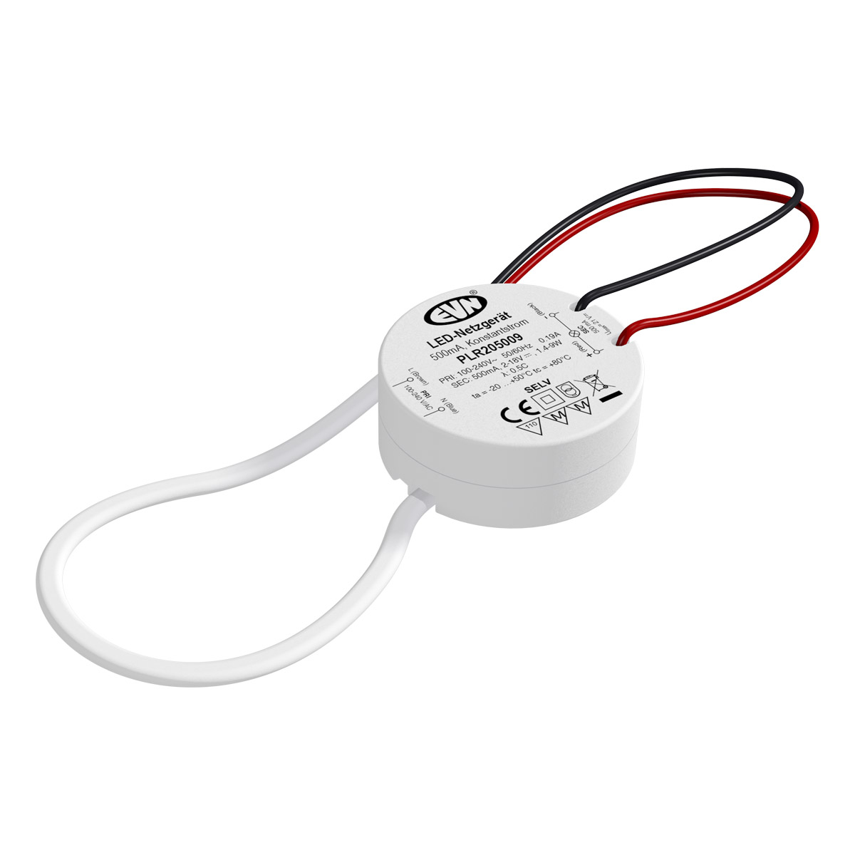 EVN Lichttechnik LED-NetzgerÃ¤t 500mA 1-9W P20 PLR205009