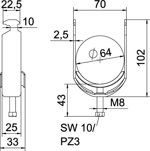 OBO Bettermann Vertr Bügelschelle 58-64mm BS-H1-M-64 FT - 1186062