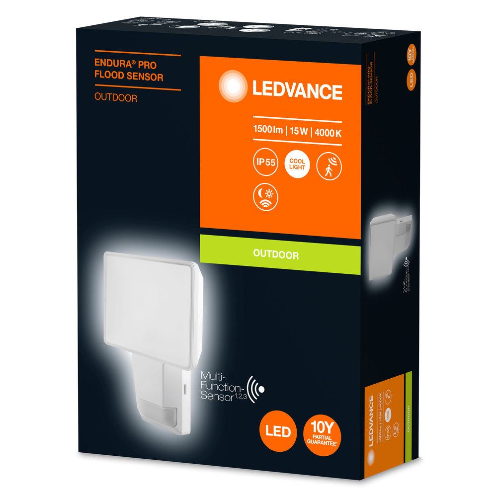 Ledvance LED decorative outdoor luminaire ENDURA PRO FLOOD SENSOR 15W 840 IP55 WT - 4058075228788