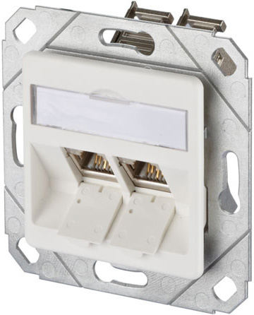 Metz Connect Anschlussdose, Cat.6A 2xRJ45,Upk,rws TN E-DATmod-2Upk-rws