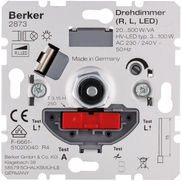 Berker Drehdimmer 20-500W/VA 2873 Berker Drehdimmer 20-500W/VA 2873