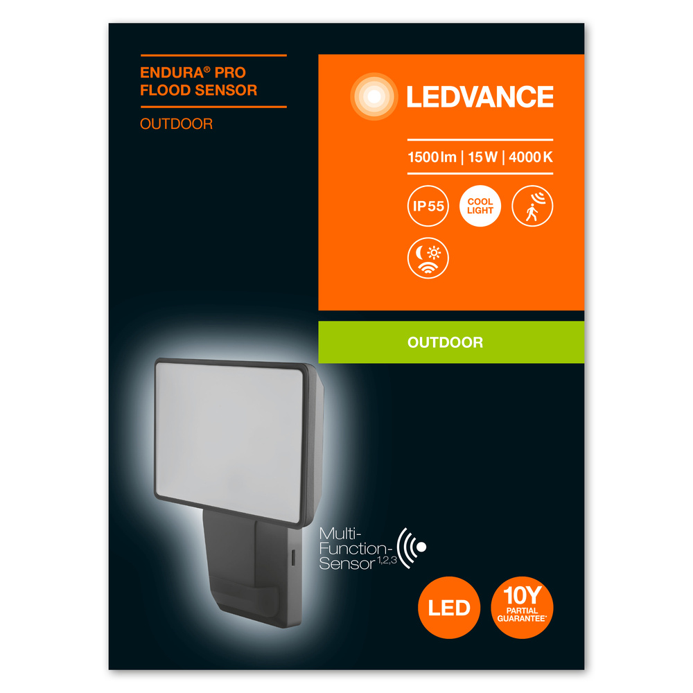 Ledvance Dekorative LED-Außenleuchte ENDURA PRO FLOOD SENSOR 15W 840 IP55 DG