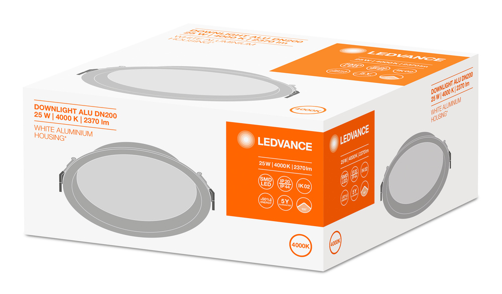 Ledvance LED downlight DOWNLIGHT ALU 200 25 W 4000 K IP44/IP20 WT