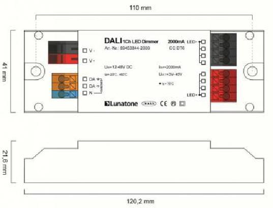 Lunatone LED-Dimmer DALI 1Ch CC 2000mA 89453844-2000