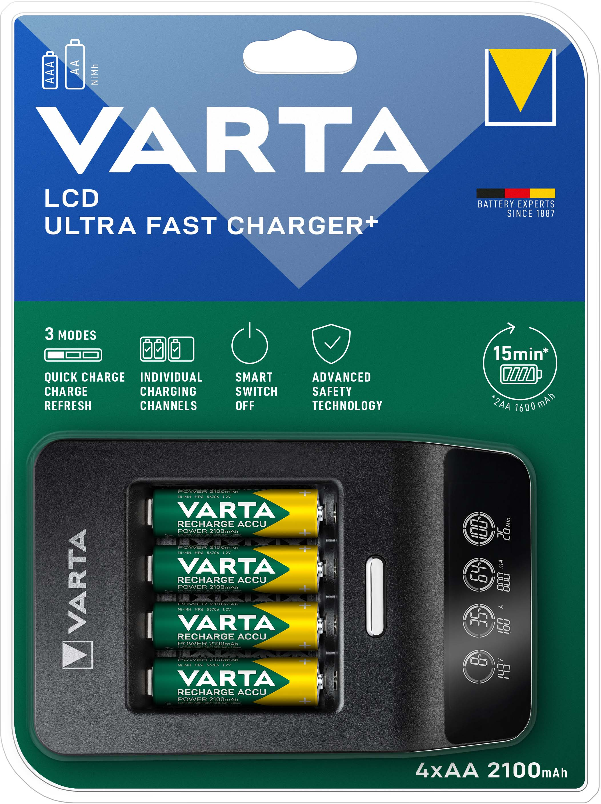 Varta Cons.Varta LCD Ultra Fast Charger+ 4xAA 56706 2100mAh 57685101441