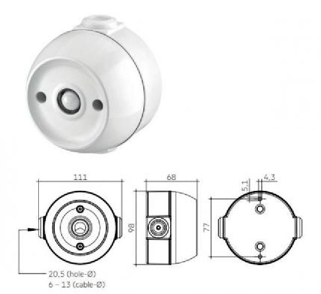 Tridonic Light Management Accessories mounted ACU sensor housing 032 IP66 WH