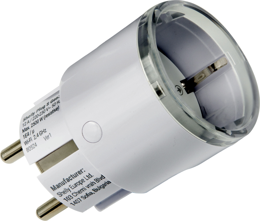 Shelly Plug & Play Plug S Gen3 Matter Smarter Zwischenstecker 12A Messfunktion WLAN Matter BT weiß