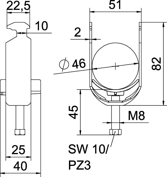 OBO Bettermann Vertr Bügelschelle 40-46mm BS-H1-K-46 FT - 1186242