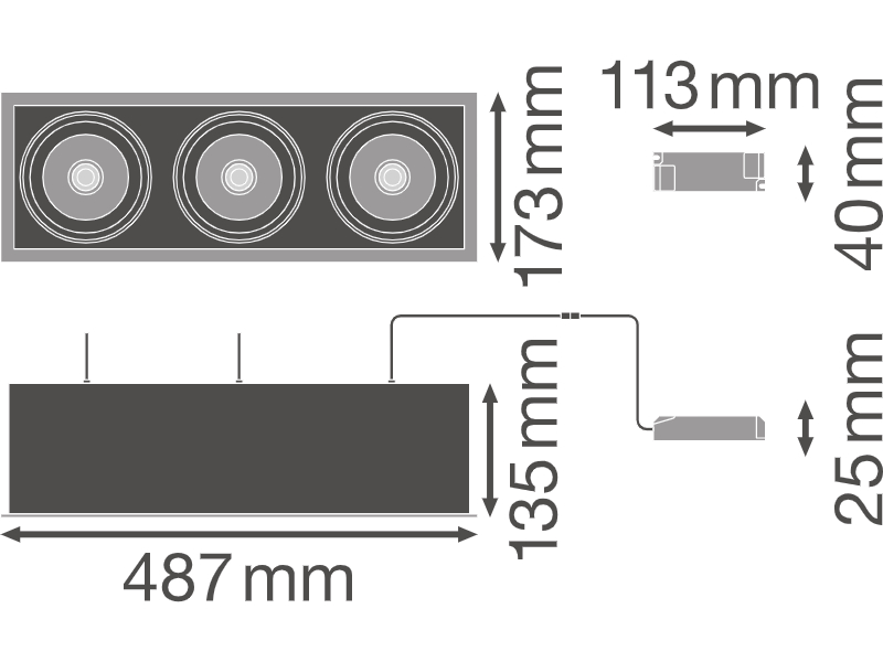 Ledvance LED spotlight SPOT MULTI 3x30W 4000K FL WT/BK