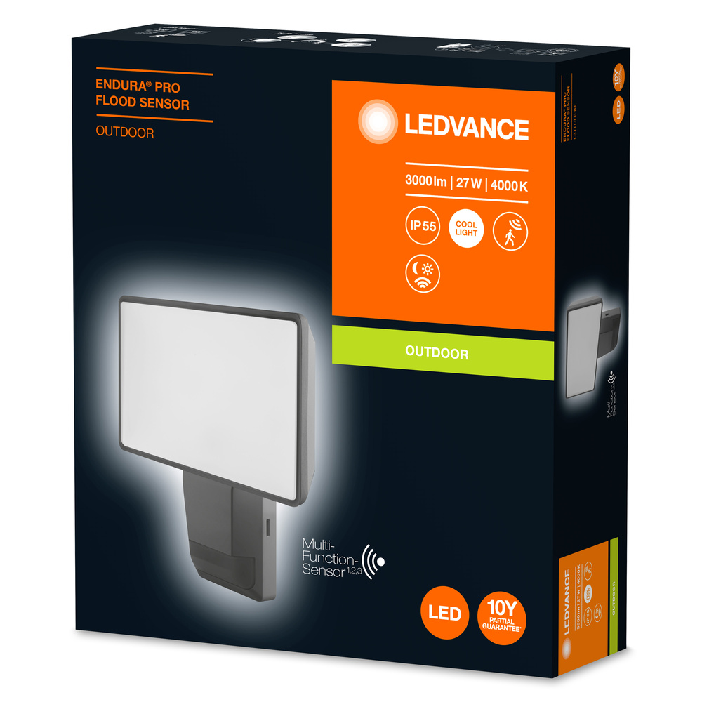 Ledvance Dekorative LED-Außenleuchte ENDURA PRO FLOOD SENSOR 27W 840 IP55 DG - 4058075228849