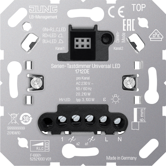Jung Serien-Tastdimmer Universal LED 1712DE Jung Serien-Tastdimmer Universal LED 1712DE