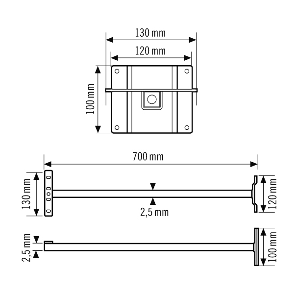 ESYLUX Wandausleger inkl. Adapter für OFL-/AFL-SUN FL WALL ARM 700 BK - EL10810534