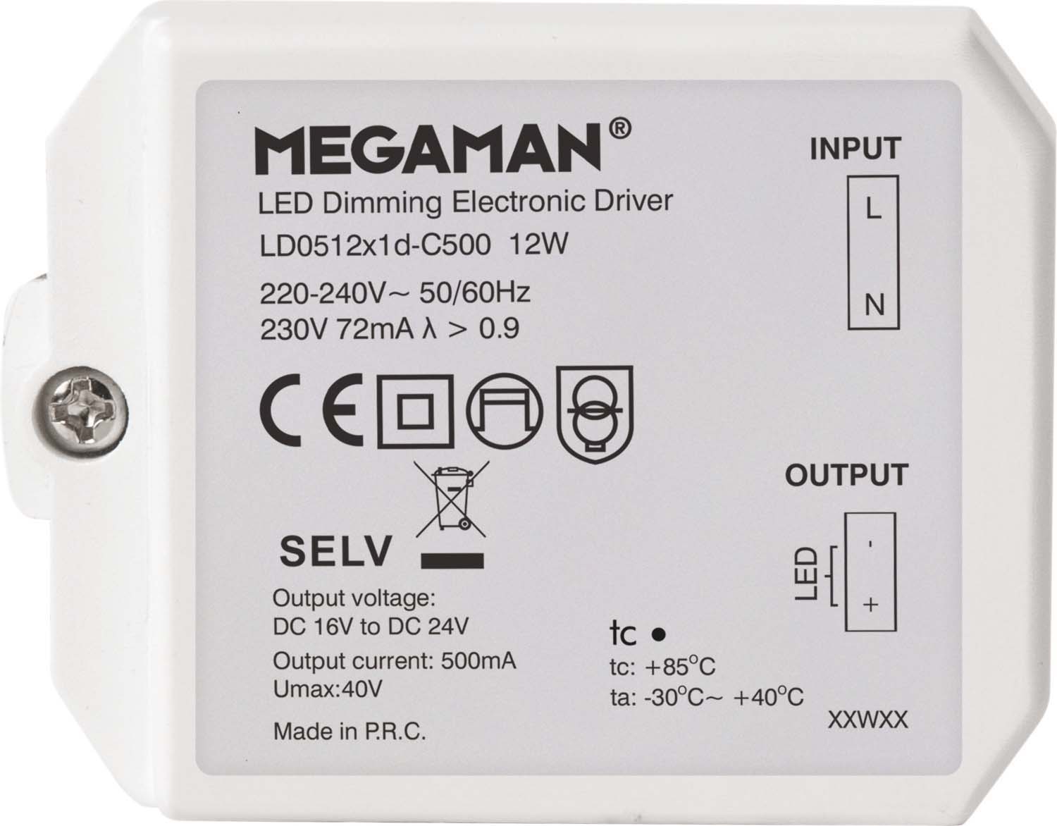 Megaman LED-Treiber 12W 500mA dim MM 56018 - MM56018