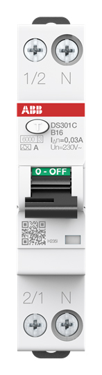 ABB Stotz S&J FI/LS-Schalter 6kA,1P+N DS301C B16 A30#R1165