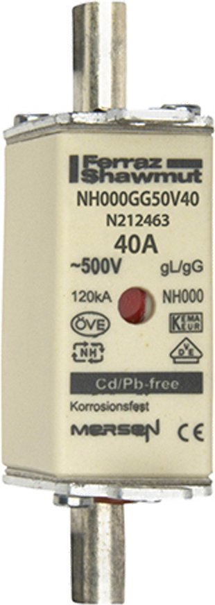 Mersen NH-Sicherungseinsatz SF Gr.000 gG 40A/500VKM NH000GG50V40 - N212463