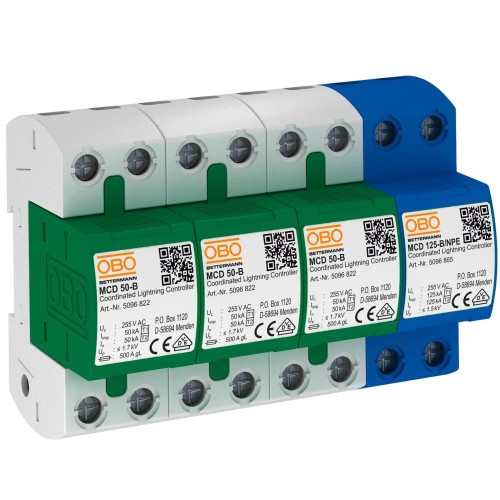OBO Bettermann Vertr Blitzstromableiter Set f.TT u.TNS Netze MCD 50-B 3+1 - 5096879