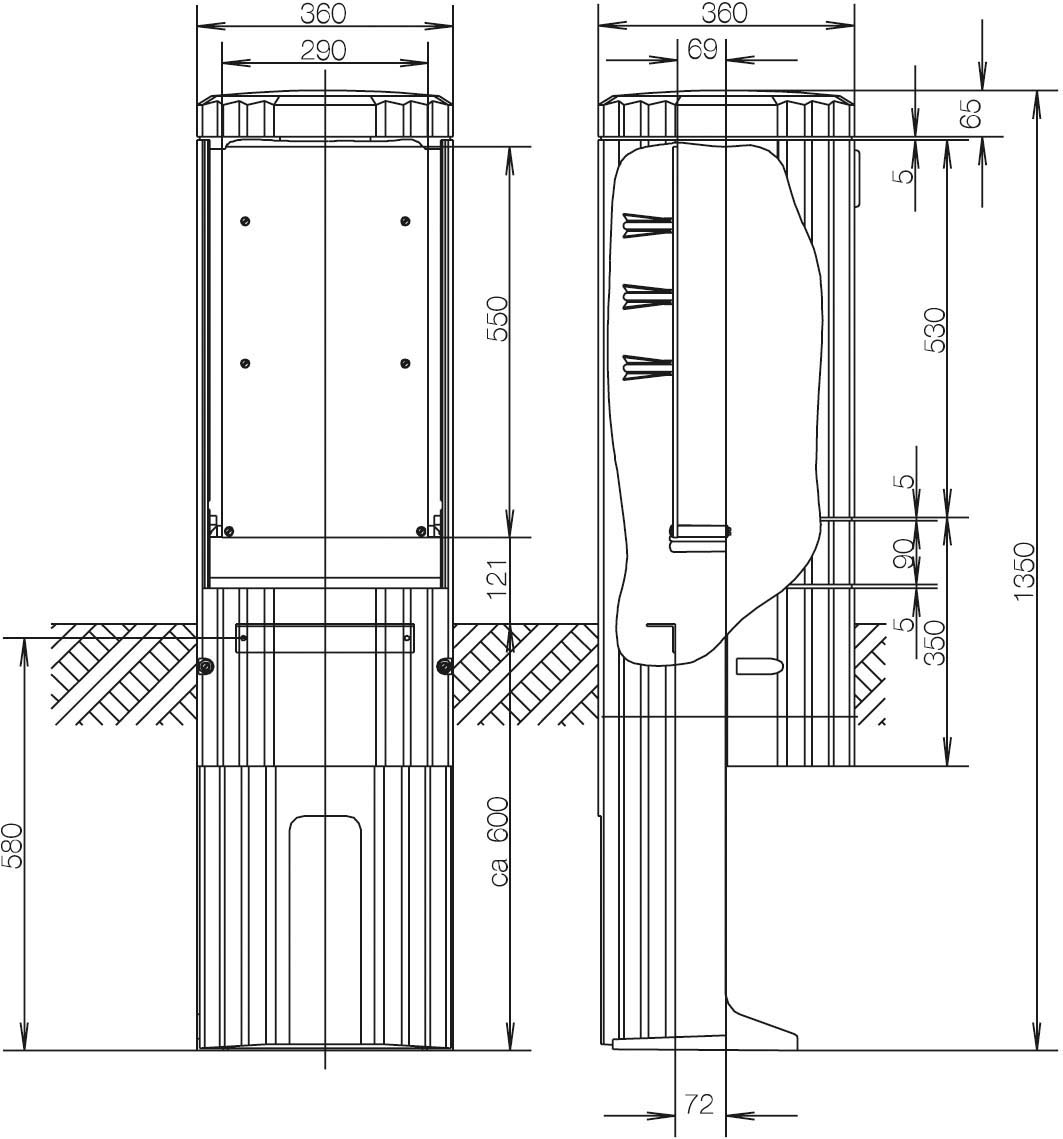 ABN Freiluftsäule M-Platte FB1BH3,H=1350mm SL135P