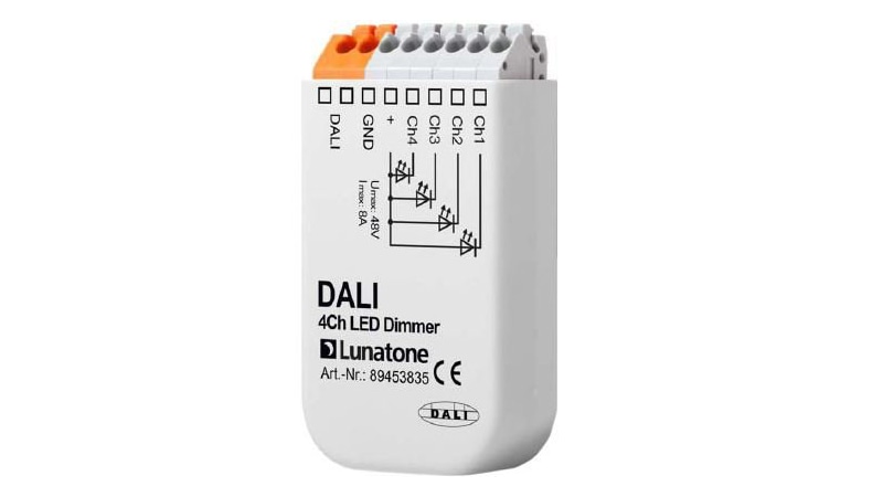 Lunatone Light Management LED-Dimmer DALI 4Ch LED Dimmer CV 8A