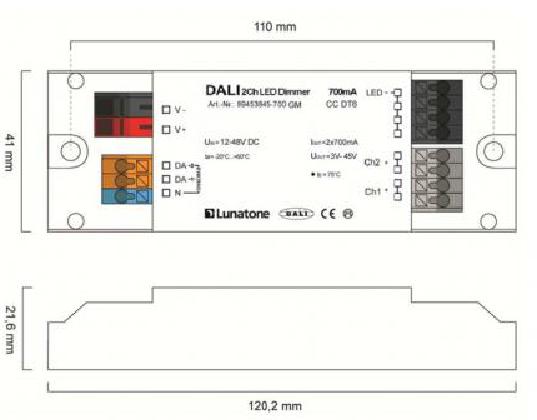 Lunatone LED-Dimmer DALI 2Ch CC 700 mA gem- 