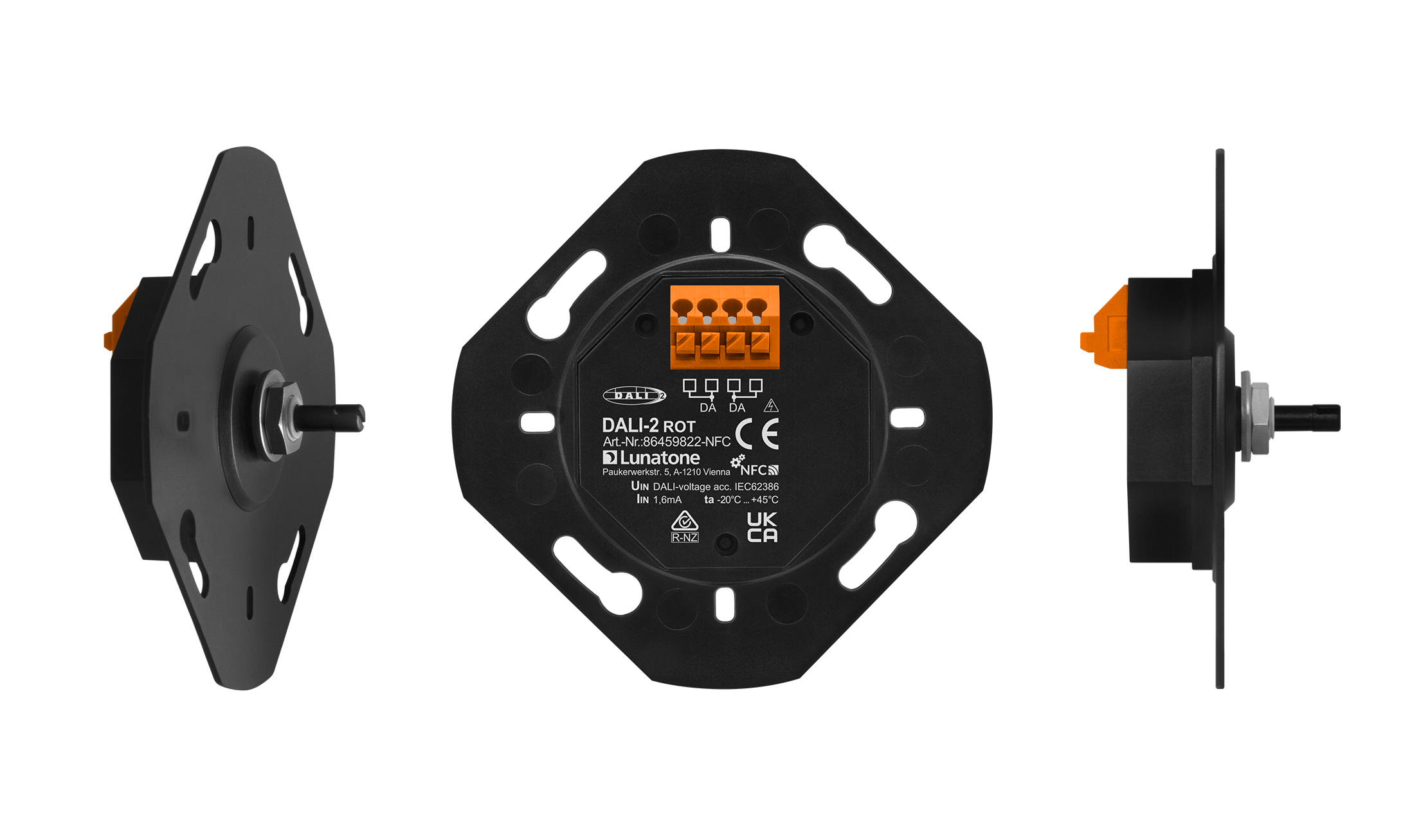 Lunatone Dreh- und Tastenknopf DALI ROT RGBW PS 70mA – 86459822-RGBW-PS