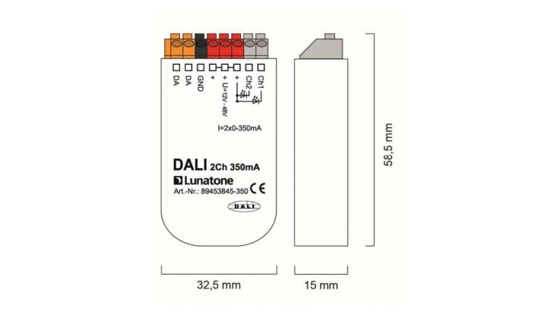 Lunatone LED-Dimmer DALI 2Ch CC 500mA