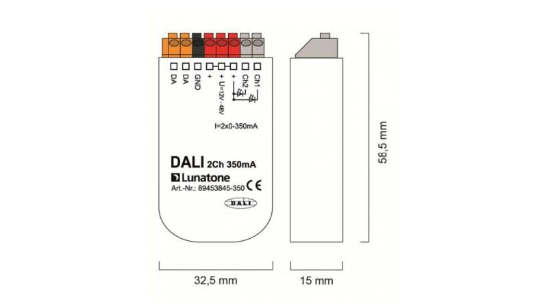 Lunatone Light Management LED-Dimmer DALI 2Ch CC 500mA