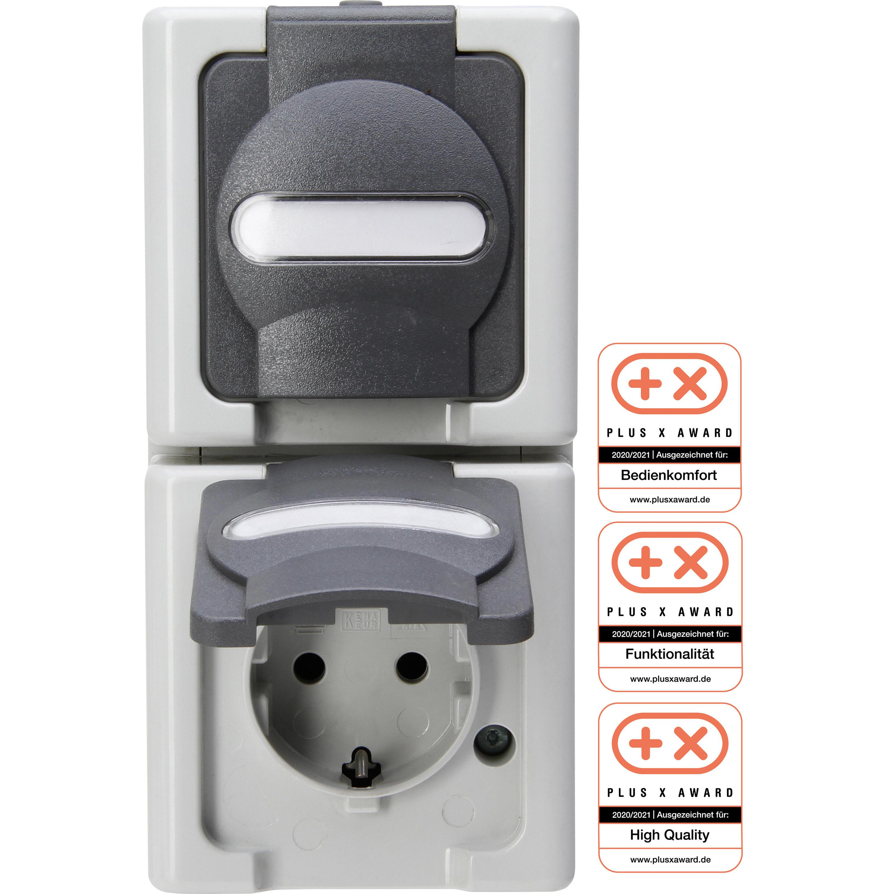 Kopp Schutzk.-Steckdose 2f. senkrecht, gr 131456008