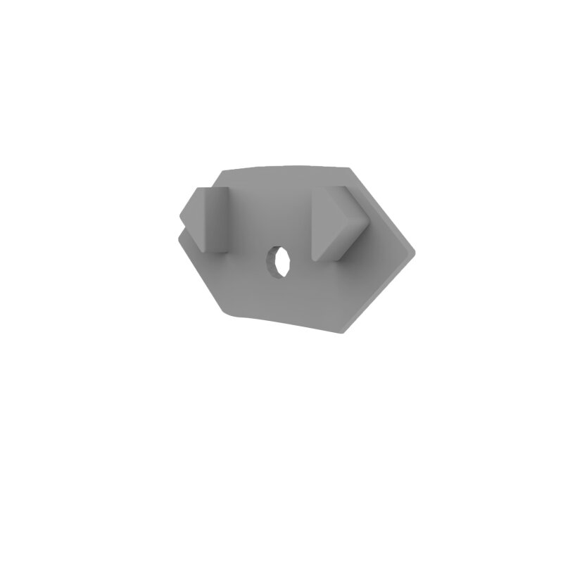 PVC-Endkappe fuer Profil/Abdeckung DXF8/A grau, mit Kabeldurchfuehrung