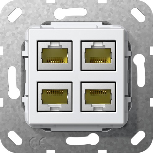 Gira Modular Jack RJ45 Cat6A rws 4fach LSA Plus 569903 - 569903