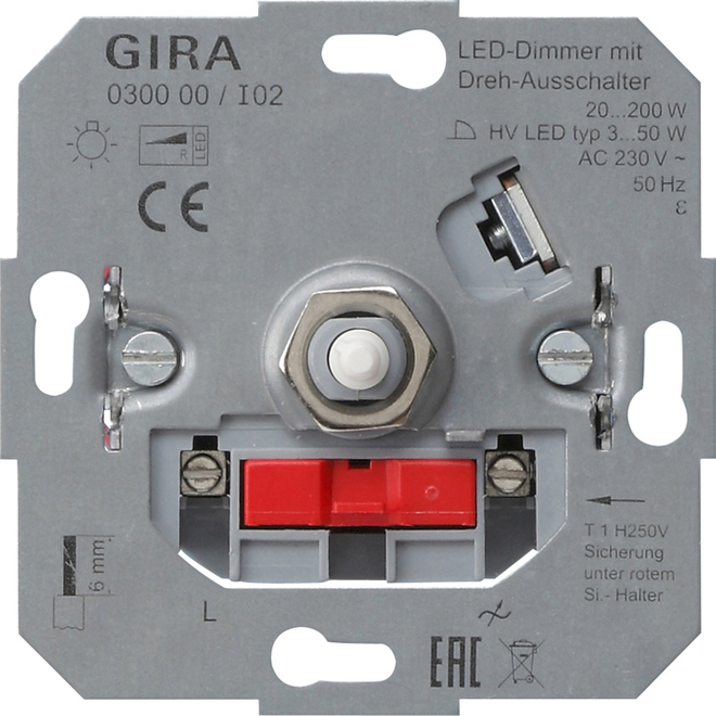 Gira LED-Dimmeinsatz 20-200W m.Dreh-Aus. 030000 Gira LED-Dimmeinsatz 20-200W m.Dreh-Aus. 030000