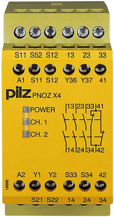 Pilz Not-Aus-Schaltgerät 24VDC 3n/o 1n/c PNOZ X4 #774730