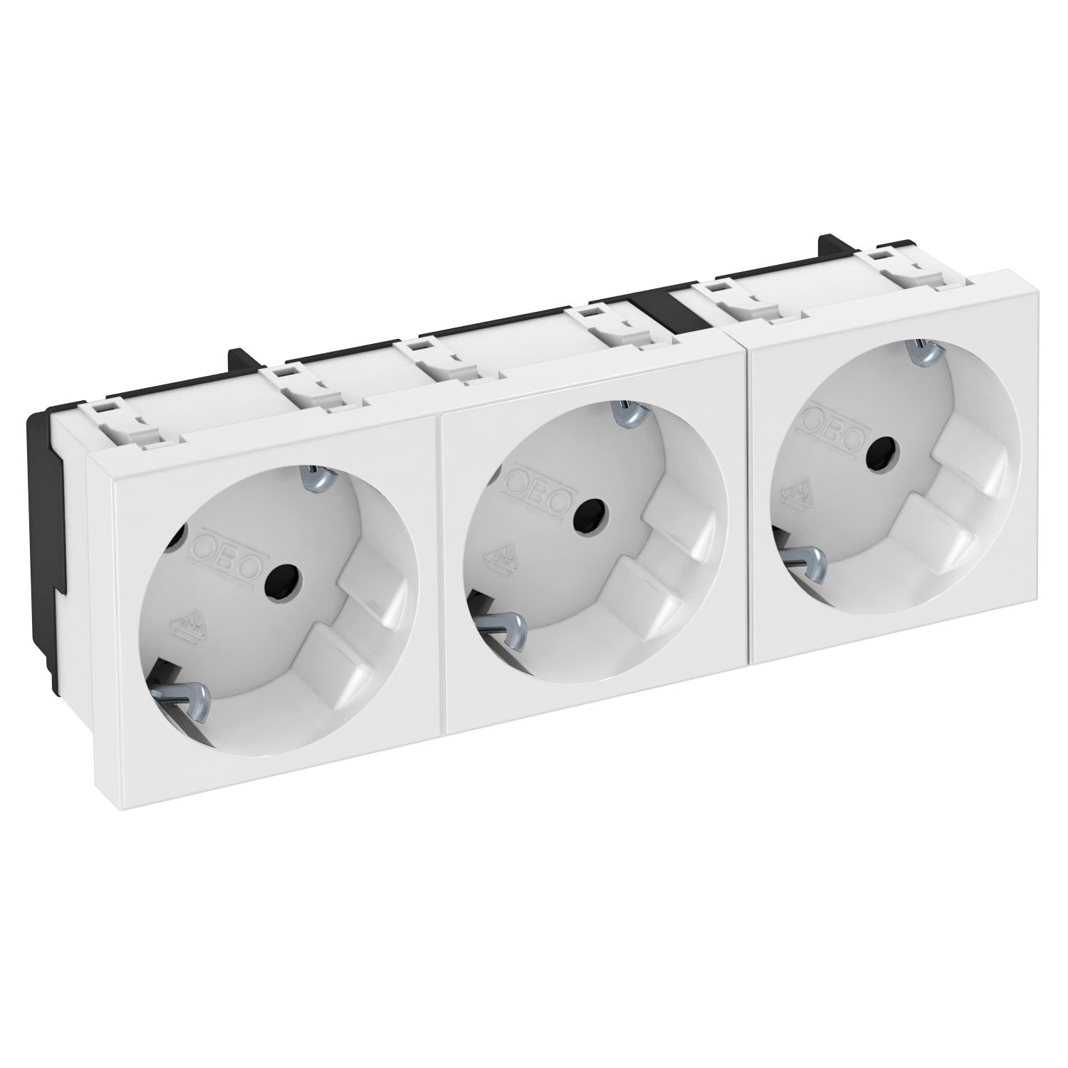 OBO Bettermann Vertr Steckdose 33 Grad, 3-fach Schutzkontakt STD-D3S RW3 - günstig online kaufen