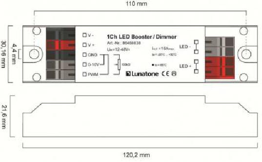 Lunatone DALI 1Ch LED Booster Dimmer 16A CV