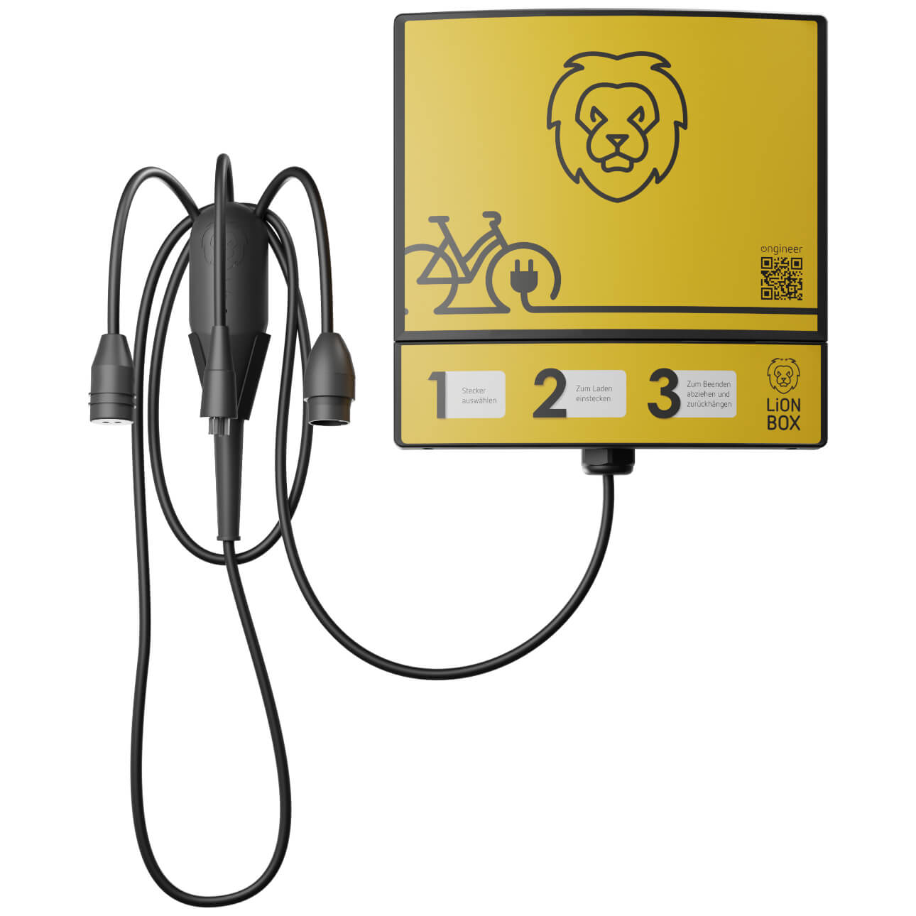 ONgineer LiON box S_BO-SH-YA – raumsparende universelle 36 V E-Bike-Ladestation (Wallbox)