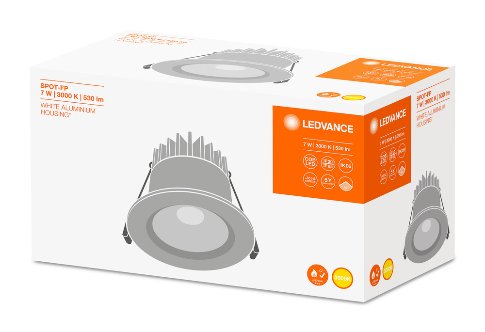 Ledvance LED-Spotlight SPOT FIREPROOF 7 W 3000 K IP65/IP20 WT - 4058075127333