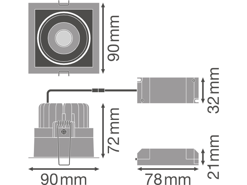 Ledvance LED spotlight SPOT SQUARE DARKLIGHT ADJUST 8 W 3000 K BK