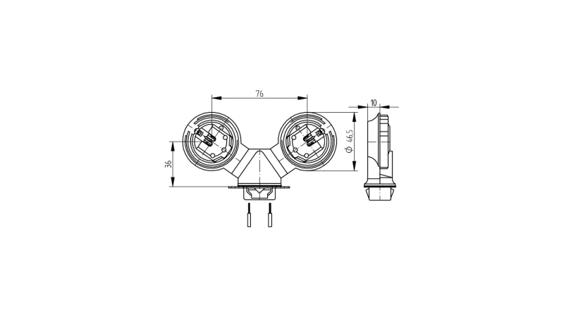 BJB G5 Twin slot lamp lampholder snap in foot 25.5 x 17.5 mm - 27.661.U808.50