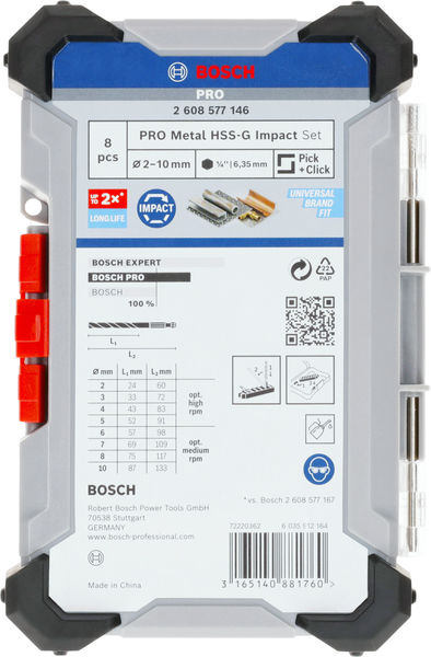 Bosch Power Tools PRO Metal HSS-G Impact Spiralbohrer Set 2608577146