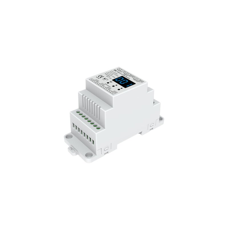 DOTLUX DMX Empfaenger/Dimmer mit integrierter Stand Alone Funktion 4 Kanaele 12-24V DC 4x5A Hutschiene