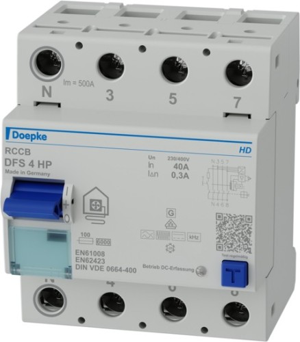 Doepke FI-Schutzschalter 4p, 40A, 0.3A, TypB+ DFS4 040-4/0,30-HP - 09136805