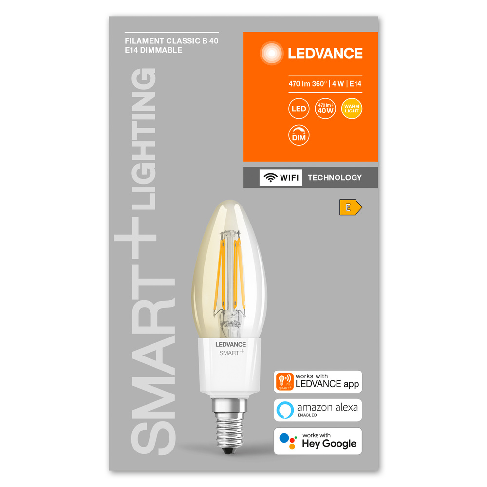 Ledvance LED lamp SMART+ WiFi Filament Candle Dimmable 40  4 W/2700 K E14  - 4058075609754