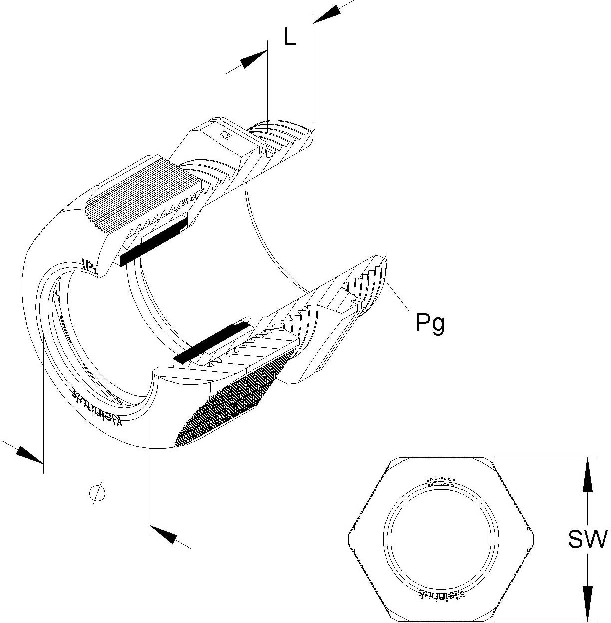 HKL Kabelverschraubung lgr,D=5-10mm 1234P1101