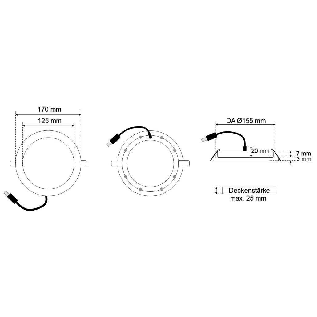 Frisch-Licht LED-Downlight Einbau geschlossen EDL 2223A.1383