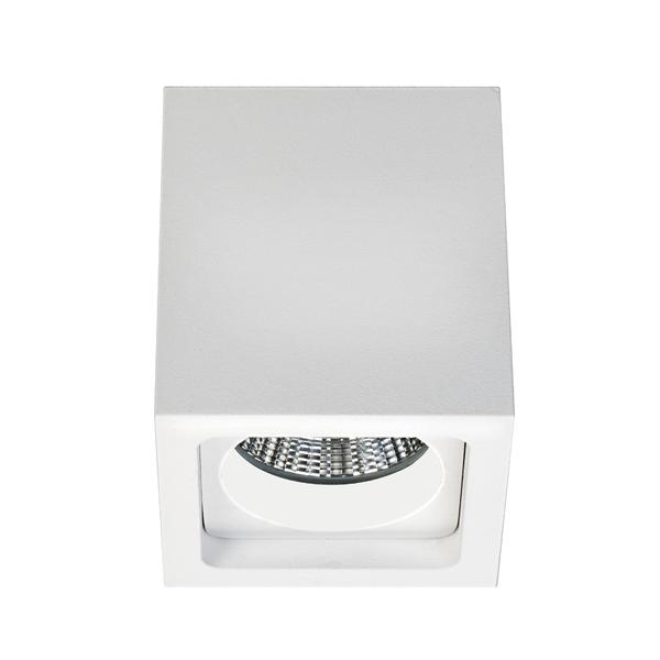 Brumberg Surface-mounted LED downlight, IP54, textured white, square - 12076173