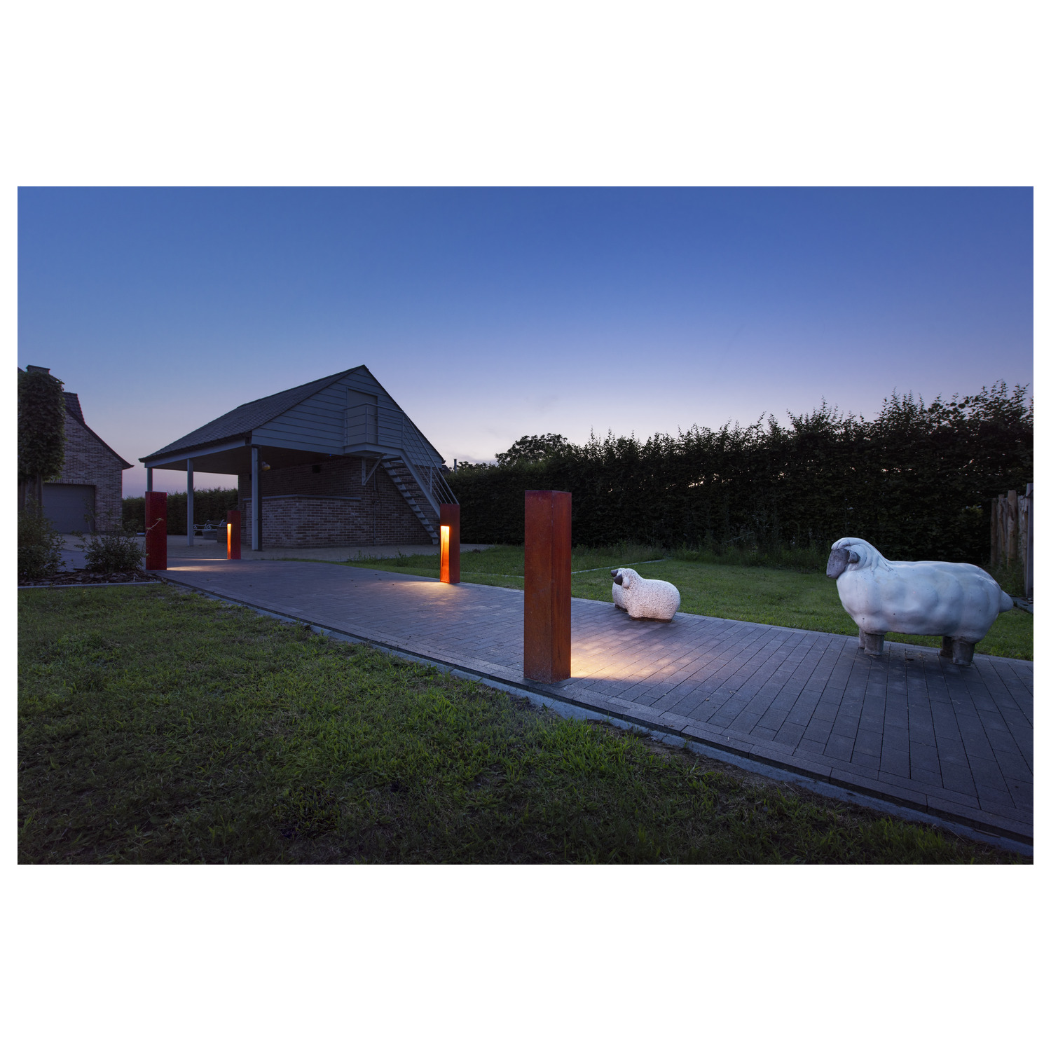 SLV RUSTY® SLOT 80, Outdoor Standleuchte, LED, 3000K, stahl gerostet, L/B/H 12/12/80 cm