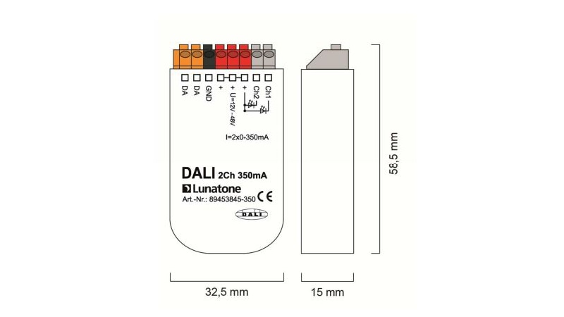 Lunatone Light Management LED-Dimmer DALI 2Ch CC 350mA
