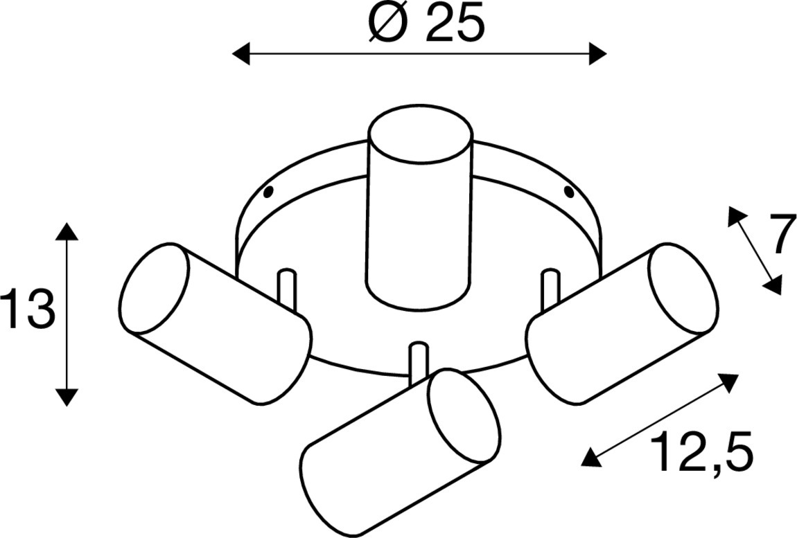 SLV ASTO TUBE, Deckenaufbauleuchte, zylindrisch, max. 4x10W, weiß - 1006430