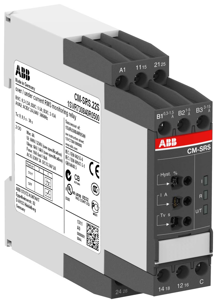 ABB Stotz S&J Stromüberwachungsrelais 2We 0,3-15A CM-SRS.22S 24-240V